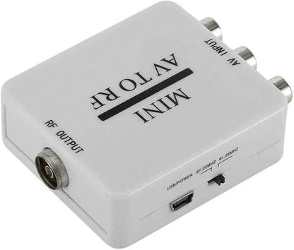 SAIZHUO Video Converter,AV to RF Mini Video Converter Box Driver-Free Adapter TV Signal Switcher 67.25Mhz 61.25Mhz,AV to RF Signal Converter Guaranteed,Stable Performance