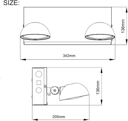 TANLUX New York City Approved Emergency Light, Emergency Lights with Battery Backup, White Steel Housing, AC 120/277V, Two Heads On Front Shell