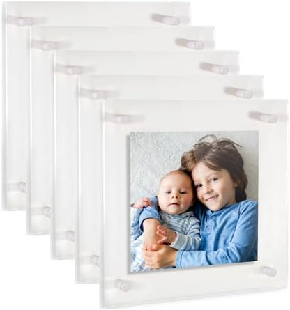 ArtToFrames 26x26 Inch Double Panel Floating Acrylic Picture Frame (Full Frame is 30x30) comes with White Standoff Hardware, Made in the USA, 5 Pack