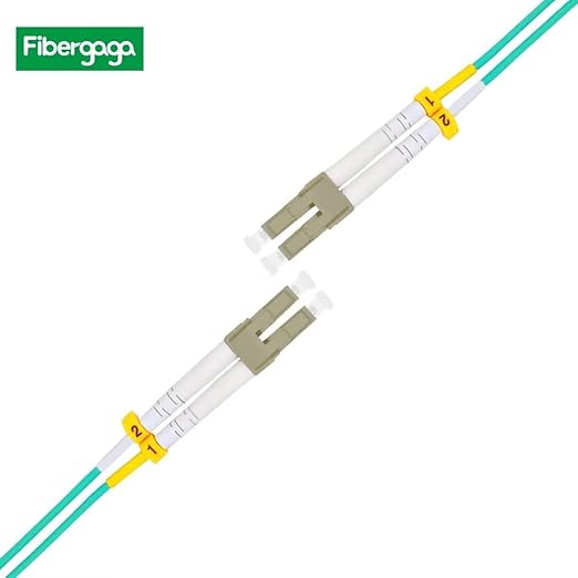 Fibergaga 50M(165ft) OM3 LC to LC Fiber Patch Cable,10GB/40GB Multimode Duplex 50/125µm 2.0mm Fiber Optic Jumper Cords Length Option: 0.5M(1.6ft)-100M(328ft)