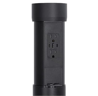 Kitchen Countertop Hidden Power Outlet w/USB, Motorized Pop Up, Custom Top Compatible (Black, 15 Amp)