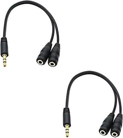 Headphone Splitter for 2 Headphones 2 Way 3.5mm Adapter Aux Cable Mini Jack Male to Dual Female Stereo Audio Y Splitter Couple Adapter Compatible with iPad iPhone iPod MacBook PC Amplifier Speaker