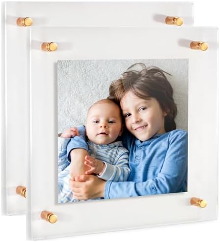 ArtToFrames 26x26 Inch Double Panel Floating Acrylic Picture Frame (Full Frame is 30x30) comes with Gold Standoff Hardware, Made in the USA, 2 Pack