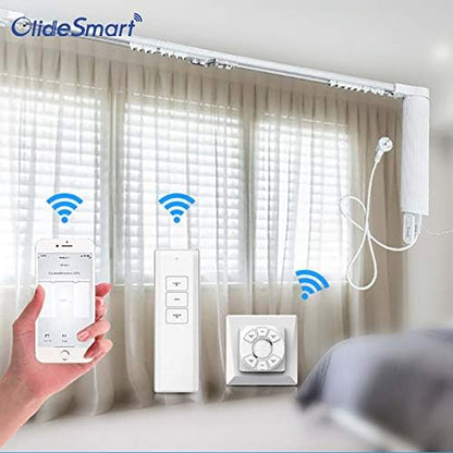 OlideSmart DIY WiFi Smart Automatic Curtain Motor Track System, Automatic Curtain Motor, Blinds Tracks, Length can be Customized (White, 8.2m)