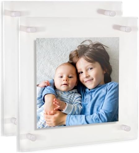 ArtToFrames 26x26 Inch Double Panel Floating Acrylic Picture Frame (Full Frame is 30x30) comes with White Standoff Hardware, Made in the USA, 2 Pack