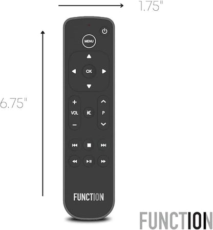 Function101 Bluetooth Replacement Button Remote for Apple TV + Electronics Screen Cleaner and 12" x 12" Cloth | BLE and Infrared Connectivity | 2 AAA Batteries Included