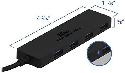 Kingwin USB Hub 4 Port USB C to USB 3.0 Data Hub for Mobile SSD, Macbook, Mac Pro / Mini, iMac, Chromebook, Surface Pro, USB Flash Drives, Notebook PC, XPS, and More [Ultra Slim]