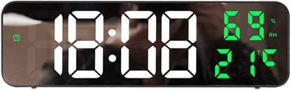 Gigicloud LED Wall Clock - 3 Level Dimmer Brightness Digital Clock With Temperature, Humidity, and Alarm for Bedroom, Office
