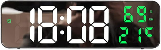 Gigicloud LED Wall Clock - 3 Level Dimmer Brightness Digital Clock With Temperature, Humidity, and Alarm for Bedroom, Office