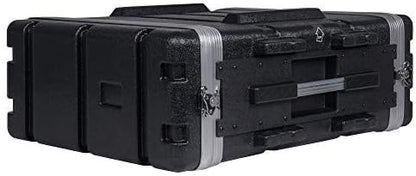 Sound Town Lightweight 4U PA DJ Rack/Road Case with ABS Construction, 19” Depth and Heavy-Duty Latches (STRC-A4U)