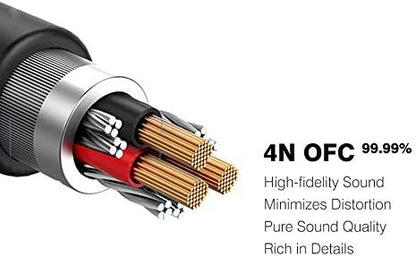 DUKABEL Long Headset Splitter Cable (4ft/1.2m), 3-Pole TRS Microphone(Male) & Audio(Male) to Single 4-Pole TRRS (Famle) Jack Headphone Adapter/Crystal-Nylon Braided / 24K Gold Plated / 99.99% 4N OFC
