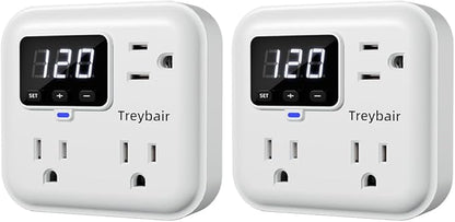 Surge Protector 3-Outlet Power Strip with Voltage Stabilizer, 80V-140V Power Surge Protectors for Refrigerator, TV, Computer | LED Display, Fireproof UL94V-1, Wall Mount,1800J,2 Pack