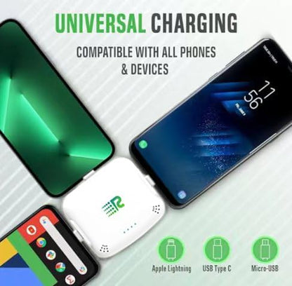 Rush Charge Universal COMET Portable Power Bank – 3200mah, 2.1A High-Speed Fast Charging - Apple Lightning, Type C, Micro-USB Charges 3 Devices at a Time Pre-Charged Compatible with iPhone 17 16 15 14