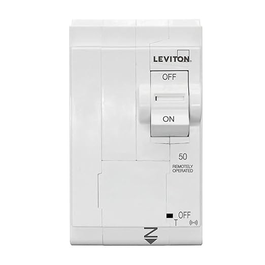 Leviton 2nd Gen Smart Circuit Breaker with Remote Control, Standard, 2-Pole 50 Amp, 120/240-Volt and 120/208-Volt, 10kA Interrupt Rating, LB250-ST
