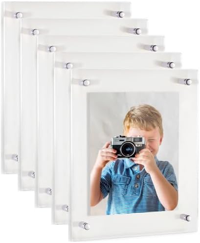 ArtToFrames 18x22 Inch Double Panel Floating Acrylic Picture Frame (Full Frame is 22x26) comes with Chrome Standoff Hardware, Made in the USA, 5 Pack