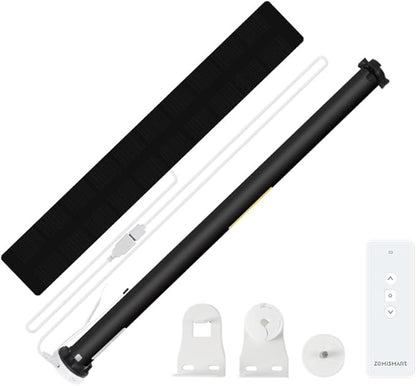 Blindsmart Rechargeable Tuya Zigbee Roller Blinds Motor for 38mm Tube, Motorized Window Shades Automatic Blinds Curtain Opener APP Control, Zigbee Hub Required (with 1-Channel Remote + Solar Pannel)