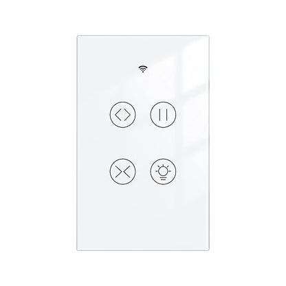 MOES 2.4GHz WiFi RF Smart Curtain Light Touch Switch Glass Panel Backlight ON/Off Wireless Remote Control with Tuya Smart Life App, Voice Control with Google Home Alexa, White