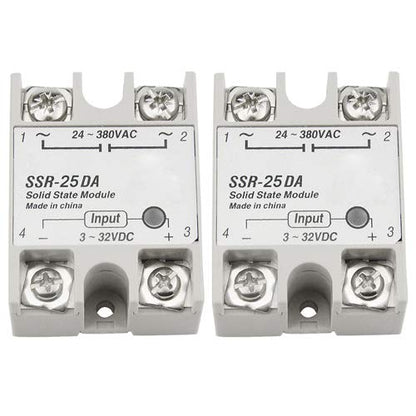 XINGYHENG 2Pcs SSR-25DA Single-Phase DC Solid State Relay Module Load 24-380VAC Controlled Module Input 3-32V DC for Industrial Automation Process