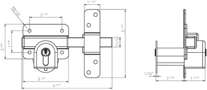 GateMate Long Throw Gate Lock, Euro Profile Keyed Both Sides Gate Lock for Sheds, Gates & Garage Doors, 316 Stainless Steel, for Wooden Gates & Doors Up to 2” Thick (50mm), Black, 5 Keys