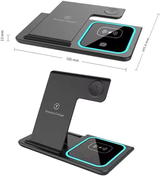 2025 Traveling Portable Wireless 3-in-1 Charger for iPhone 16/15/14/13/12/11, Apple Watch 10/9/8/7/6/5/4/3/2/SE/Ultra/Ultra 2, AirPods 2/3/4/Pro – Compact & Stylish Black Dock.