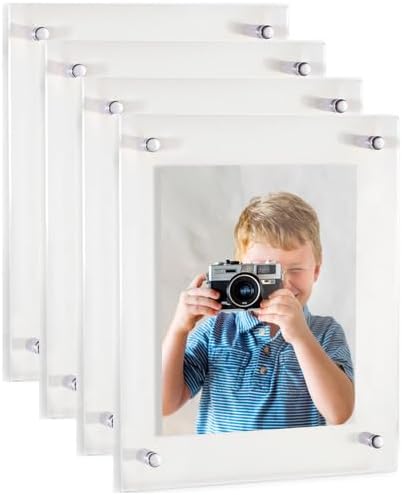 ArtToFrames 30x40 Inch Double Panel Floating Acrylic Picture Frame (Full Frame is 34x44) comes with Chrome Standoff Hardware, Made in the USA, 4 Pack