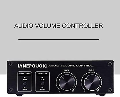 HXBER Passive Audio Volume Controller with Fully-Balanced & Single-Ended Mode XLR & RCA Interface for Home Stereo System Pre-Amplifier Speaker, Black