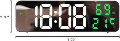 Gigicloud LED Wall Clock - 3 Level Dimmer Brightness Digital Clock With Temperature, Humidity, and Alarm for Bedroom, Office