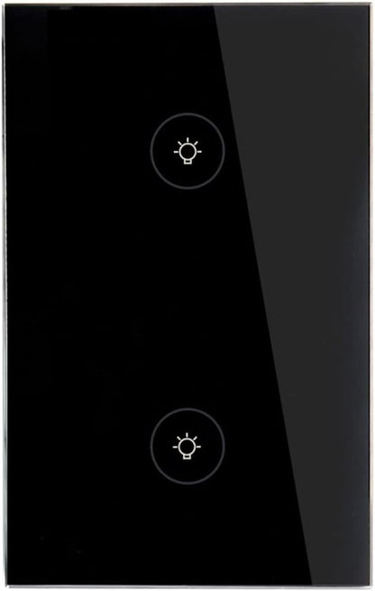 WiFi Smart Wall Touch Light Switch Glass Panel Wireless Remote Control by Mobile APP Anywhere Compatible with Alexa,Timing Function No Hub Required (Wall Switch 2 Gang)