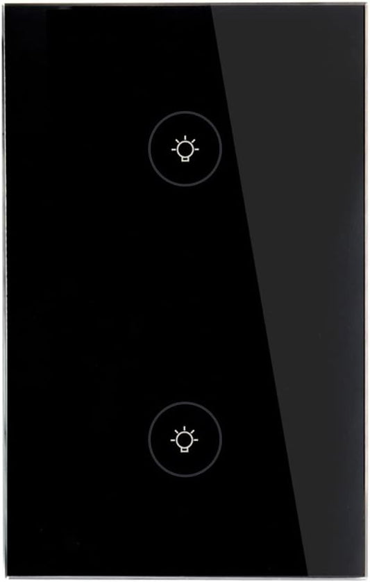 WiFi Smart Wall Touch Light Switch Glass Panel Wireless Remote Control by Mobile APP Anywhere Compatible with Alexa,Timing Function No Hub Required (Wall Switch 2 Gang)