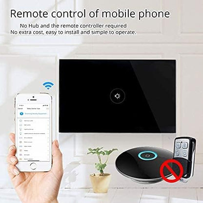 WiFi Smart Wall Touch Light Switch Glass Panel Wireless Remote Control by Mobile APP Anywhere Compatible with Alexa,Timing Function No Hub Required (Wall Switch 1 Gang)