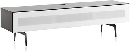 SONOROUS ST-360 Premium TV Stand for Living Room – Modern TV Stands & Entertainment Center with Storage – Black Wood & White Glass Cover – Luxury Media Console with Metal Legs for TVs up to 75 inches