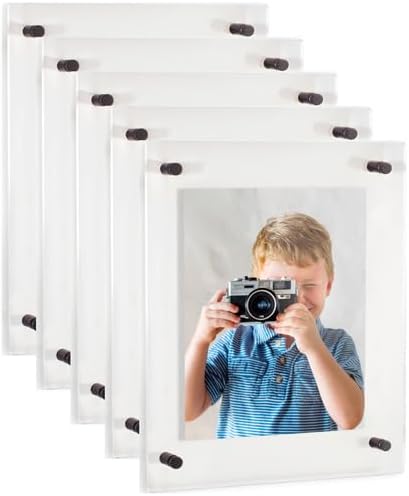 ArtToFrames 15x22 Inch Double Panel Floating Acrylic Picture Frame (Full Frame is 19x26) comes with Black Standoff Hardware, Made in the USA, 5 Pack