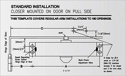 CLG HARDWARE DC6003 Medium Duty Commercial Door Closer - Surface Mounted, Automatic Door Closer, Cast Aluminum,UL 3 Hour Fire Rated, Size 3 for Residential & Light Commercial Doors - US19 Matte Black