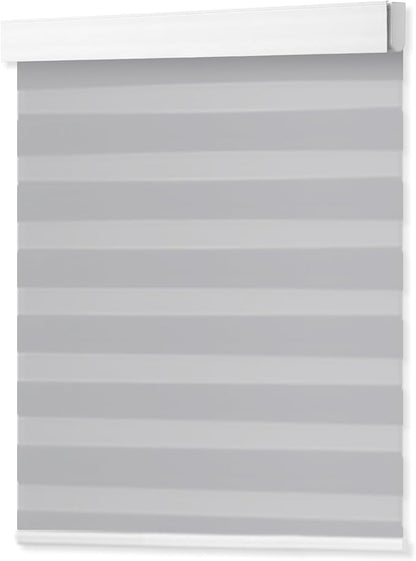 DENFOON Motorized Zebra Blinds, Solar Powered Dual Layer Automatic Shades with Remote Control, Gray， 29 x 72