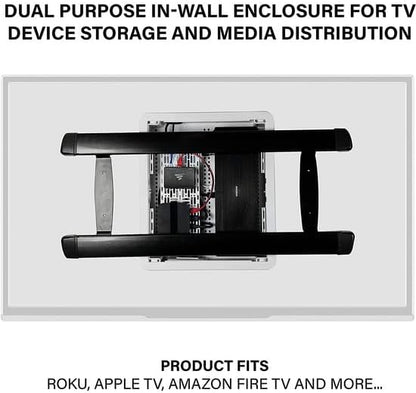 Legrand - OnQ Cable Management, In-Wall Media Box, Dual Purpose Structured Wiring Enclosure, TV Home Theater Recessed Storage Box, 17 Inch, White, ENP1700NA