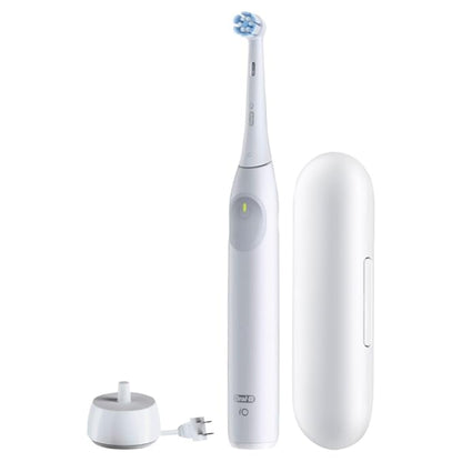 Oral-B iO Simple Clean Rechargeable Electric Powered Toothbrush, Pure White with 1 Gentle Care Brush Head and 1 White Travel Case - Automatic Pressure Sensor to Protect Gums - 3 Modes -2 Min Timer