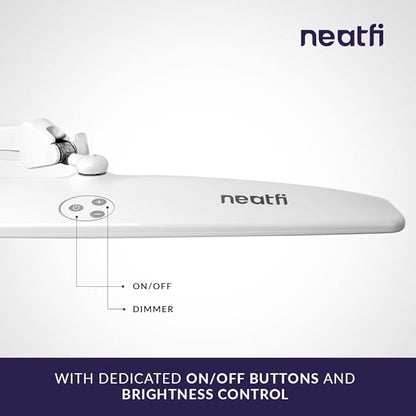 Neatfi Elite HD XL Task Lamp, 1600 Lumens, 84PCS SMD LED, 6500K, Non-Polar Dimming, Desk Light for Home, Office, and Study Room (Non-CCT with Clamp, White, 22 Inches)