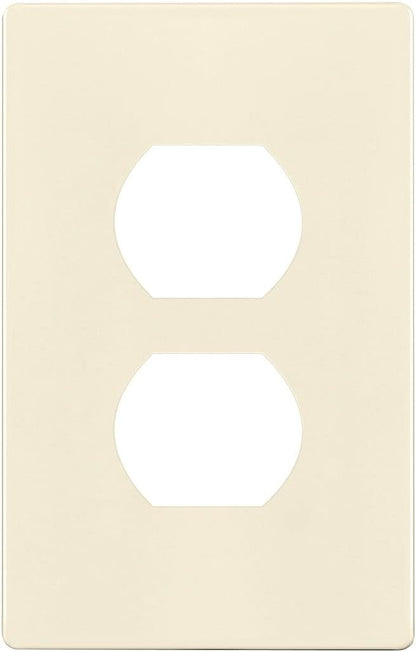 ENERLITES Screwless Duplex Wall Plate, Child Safe Receptacle Outlet Cover, Standard Size, 1-Gang 4.68" x 2.93", Unbreakable Polycarbonate Thermoplastic, UL Listed, SI8821-LA, Glossy, Light Almond