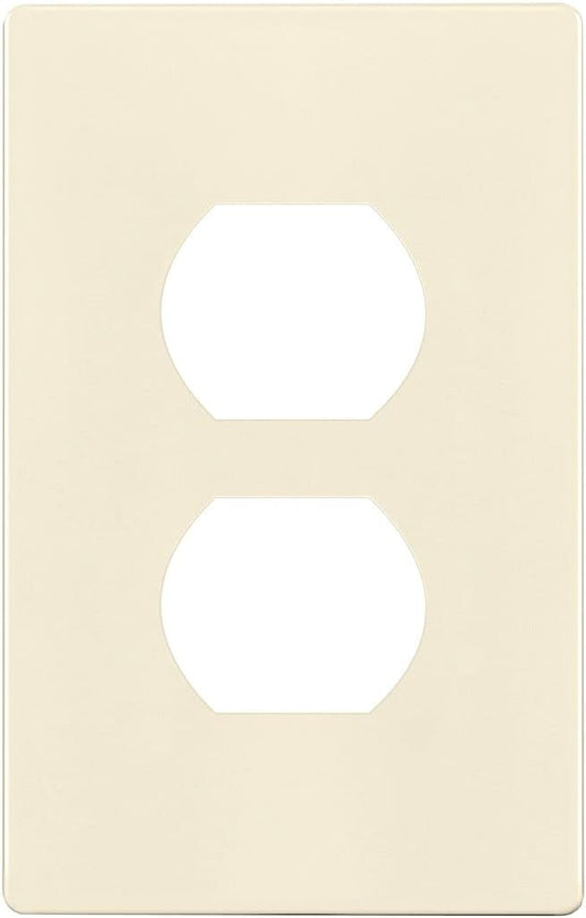 ENERLITES Screwless Duplex Wall Plate, Child Safe Receptacle Outlet Cover, Standard Size, 1-Gang 4.68" x 2.93", Unbreakable Polycarbonate Thermoplastic, UL Listed, SI8821-LA, Glossy, Light Almond