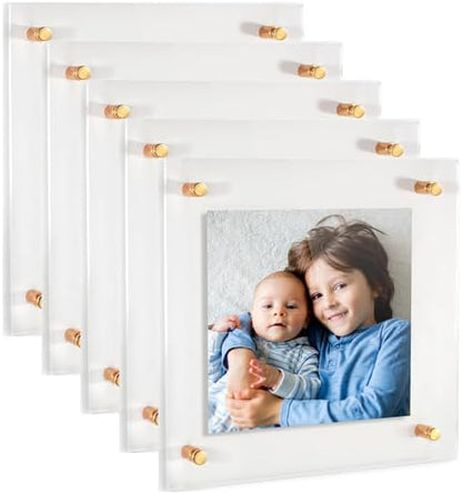 ArtToFrames 20x20 Inch Double Panel Floating Acrylic Picture Frame (Full Frame is 24x24) comes with Gold Standoff Hardware, Made in the USA, 5 Pack