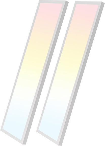 HOLDWILL 1X4 FT Led Flat Panel Light, 2 Pack 5CCT Surface Mount Ceiling Light,Dimmable 5 Wattage Adjustable Edge-Lit Flush Mount or Drop Ceiling for Office,Shop and Super Market