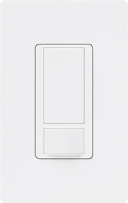 Lutron Maestro Motion Sensor Light Switch w/ Wallplate for Bathroom, Garage, Laundry Room, Any Bulbs, Occupancy Vacancy Sensor, Single-Pole, MS-OPS2HW-WH, White