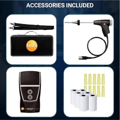 testo 300 Combustion Analyzer HVAC Kit with Printer - Combustion Leak Tester for Flue Gas, Draft, Differential Pressure & Ambient CO - Natural Gas Leak Tester with Probes - CO Meter with Touch Display