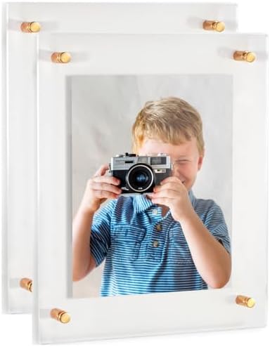 ArtToFrames 14x20 Inch Double Panel Floating Acrylic Picture Frame (Full Frame is 18x24) comes with Gold Standoff Hardware, Made in the USA, 2 Pack