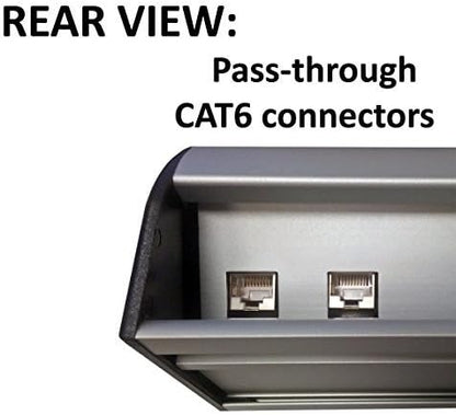 Power & Data Desk Edge Mount Tabletop Center - 3 Power and 2 Ethernet CAT6 RJ45 Data ports