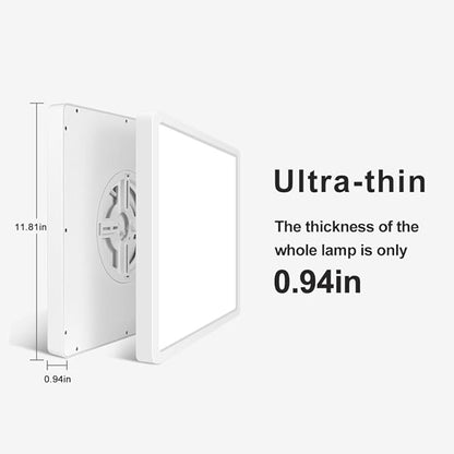 LED Flush Mount Ceiling Light Fixture, 2800K Warm White, 12inch 24W, 3200LM, Slim Flat Panel Lighting Fixture, Square Modern Ceiling Lamp for Bedroom, Kitchen, Living Room, Closet, Stairwell, IP40