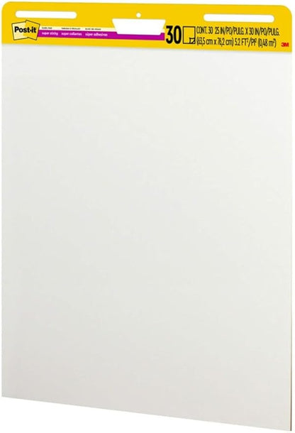 Post-it Super Sticky Easel Pad 25 in x 30 in White 30 Sheets/Pad 2 Pad/Pack Large White Premium Self Stick Flip Chart Paper Super Sticking Power (559)