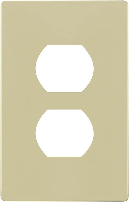 ENERLITES Screwless Duplex Wall Plate, Child Safe Receptacle Outlet Cover, Standard Size, 1-Gang 4.68" x 2.93", Unbreakable Polycarbonate Thermoplastic, UL Listed, SI8821-I, Glossy, Ivory