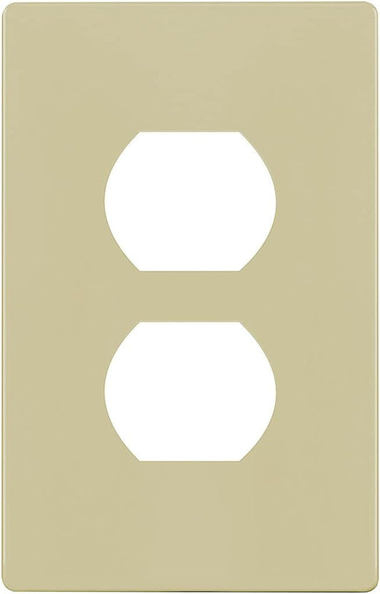 ENERLITES Screwless Duplex Wall Plate, Child Safe Receptacle Outlet Cover, Standard Size, 1-Gang 4.68" x 2.93", Unbreakable Polycarbonate Thermoplastic, UL Listed, SI8821-I, Glossy, Ivory