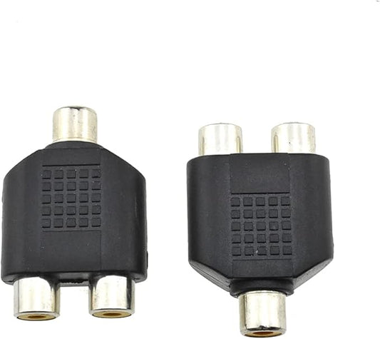 HAHIYO 3 RCA F-2x3.4 RCA F Stereo Plug Interconnect Audio One Male 3.4mm(1/8inch) Two Male 3mm(1/8inch) Adapter Splitter Good Signal Sound Snap Tight Not Wobble for Headphone Guitar Black 2pcs